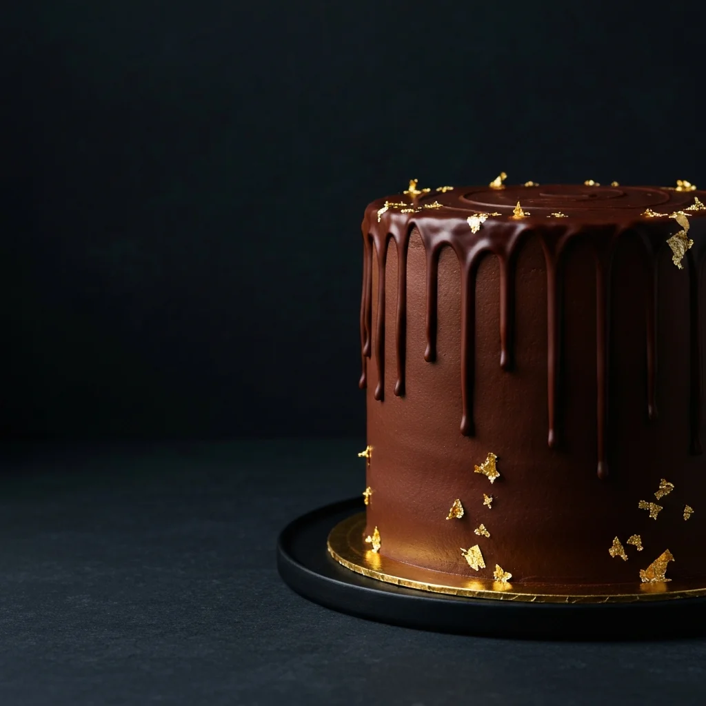 Chocolate drip with gold leaf