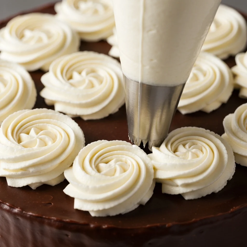 Piping buttercream rosettes