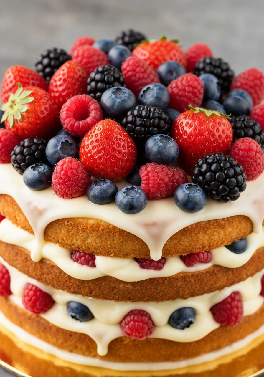 Naked berry cake
